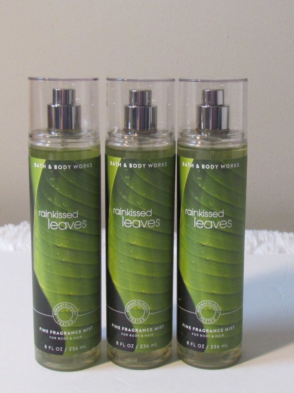 Bath & Body Works Rainkissed Leaves Fine Fragrance Mist Lot of 3 - NEW